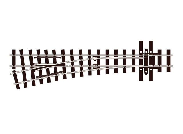 HOe (HOn2-1/2; HOn30") Narrow Gauge Electrofrog Turnout w/Code 80 Rail -- Left Hand
