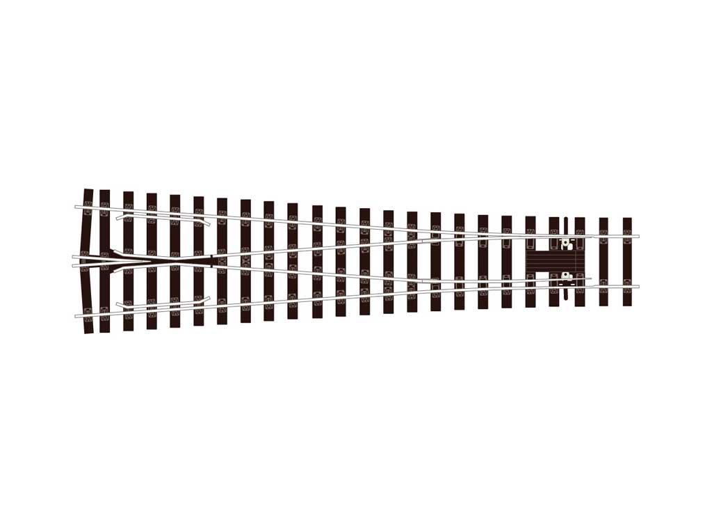 Code 124 "Bullhead" Nickel Silver Track -- Medium Radius Wye Turnout  72" Radius, 8 Degree Angle, 15" Long