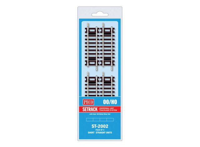 Code 100 Nickel Silver Short Straight - Setrack -- 3-1/8"  7.9cm pkg(4)