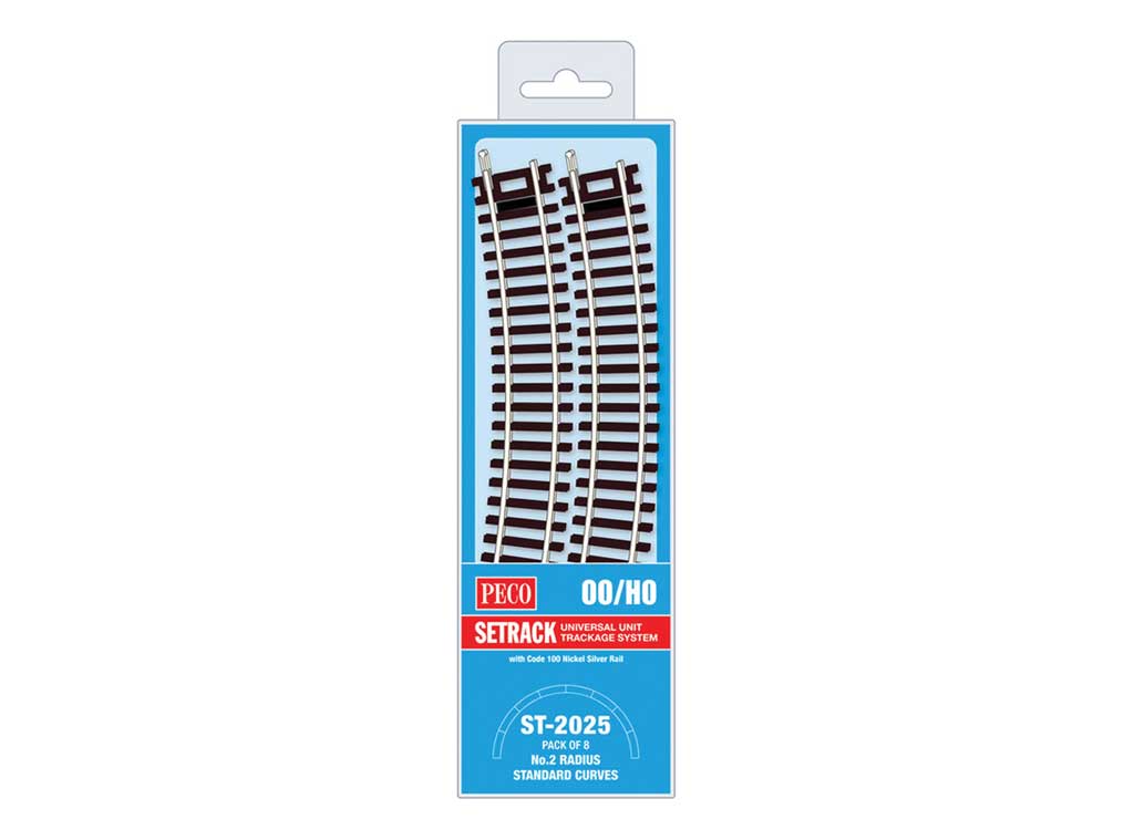 Code 100 Nickel Silver Standard 22.5 Degree Curved Section - Setrack -- 17-1/4"  43.8cm (2nd) Radius pkg(8)