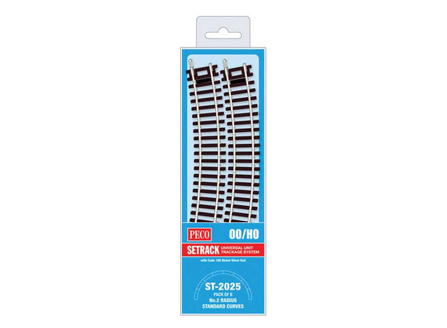 Code 100 Nickel Silver Standard 22.5 Degree Curved Section - Setrack -- 17-1/4"  43.8cm (2nd) Radius pkg(8)