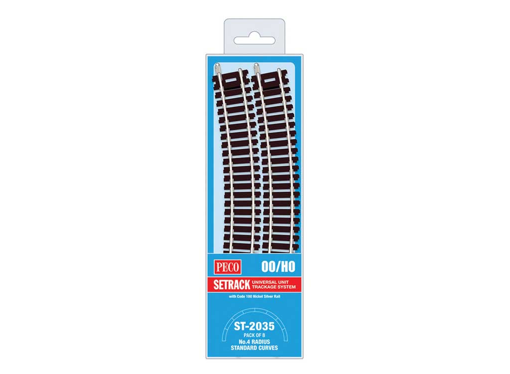 Code 100 Nickel Silver Standard 22.5 Degree Curved Section - Setrack -- 22-1/2"  57.15cm (4th) Radius pkg(8)