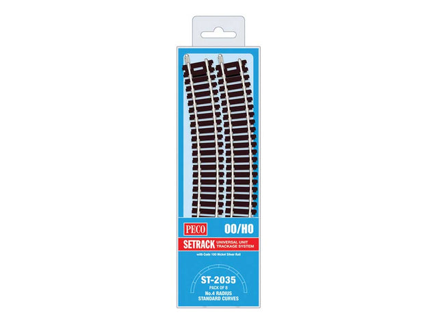Code 100 Nickel Silver Standard 22.5 Degree Curved Section - Setrack -- 22-1/2"  57.15cm (4th) Radius pkg(8)