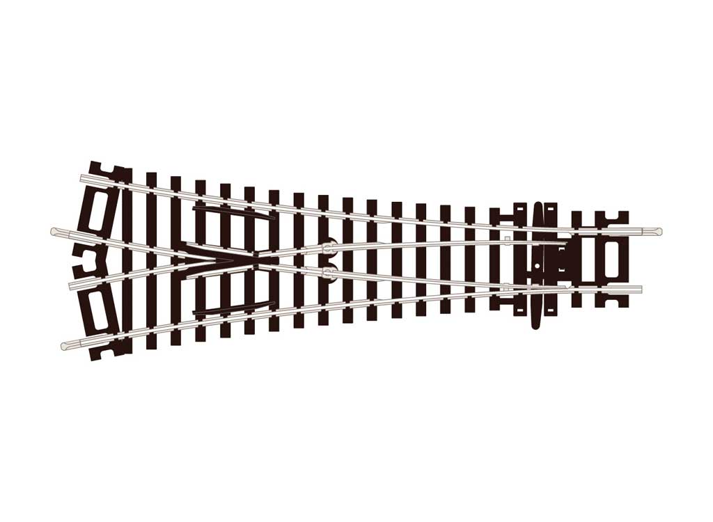 Code 100 Setrack -- Medium-Radius Wye Insulfrog 6-11/16"  170mm Long, 33-27/32"  85.96cm Radiu
