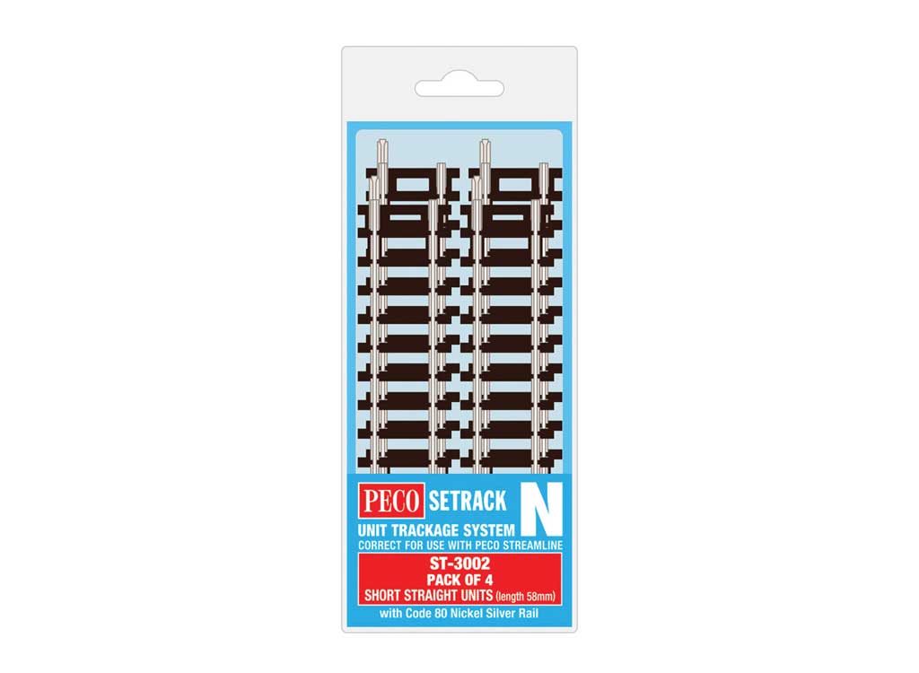 Code 80 Short Straight - Setrack -- 58mm pkg(4)
