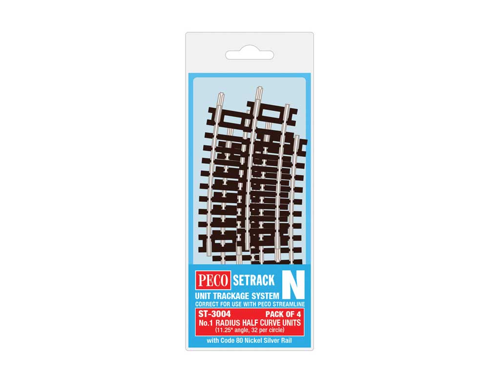 Code 80 1/2 Standard Curve - Setrack -- Radius 1 - 228mm, 11.25 Degree pkg(4)
