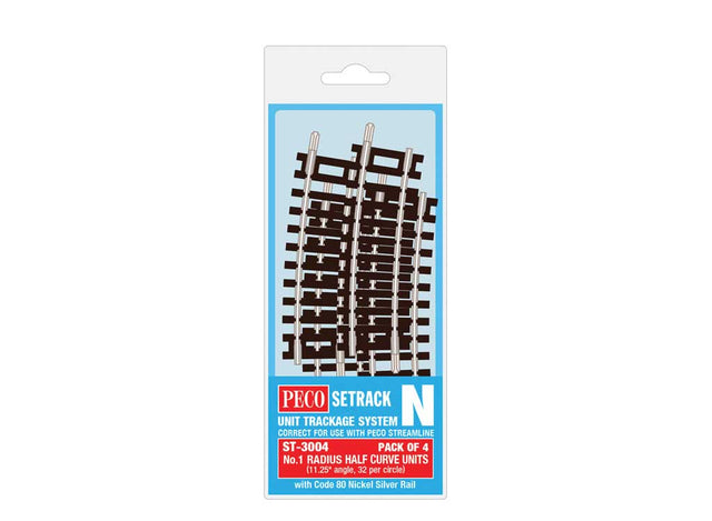 Code 80 1/2 Standard Curve - Setrack -- Radius 1 - 228mm, 11.25 Degree pkg(4)