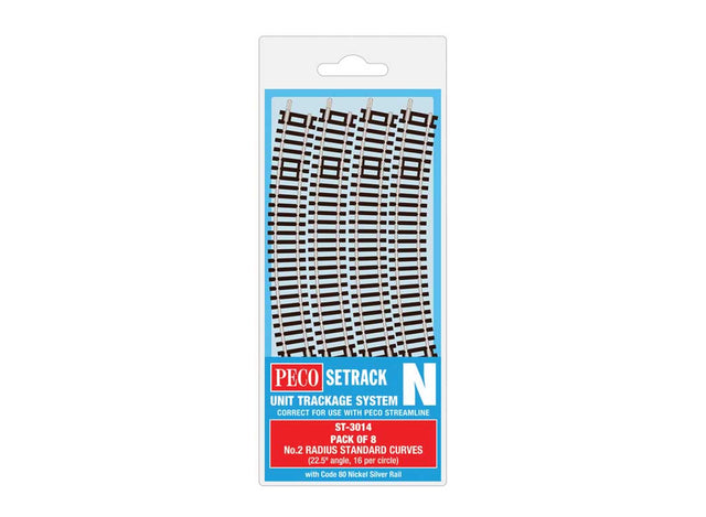 Code 80 Standard Curve - Setrack -- Radius 2 - 263.5mm, 22.5 Degree pkg(8)