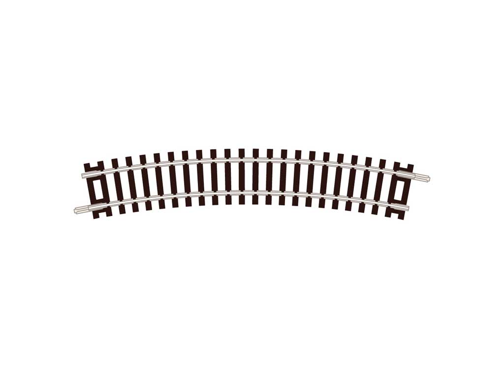 Code 80 Curved Track -- Standard Curve, 9" Radius, 22-1/2 Degrees pkg(16)