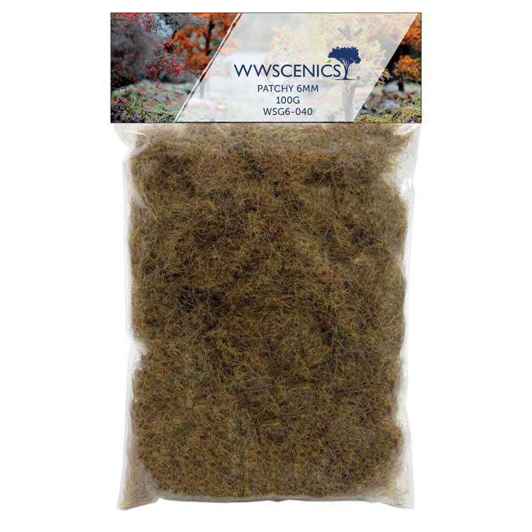 Static Grass 1/4"  6mm Fibers -- Patchy 3.5oz  100g