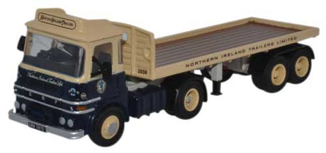 ERF LV Tractor with Flatbed Trailer - Assembled -- N Ireland Trailers (blue, beige)