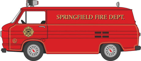 1961 Chevrolet Corvair Greenbrier Cargo Van - Assembled -- Springfield Fire Dept. (red, yellow)