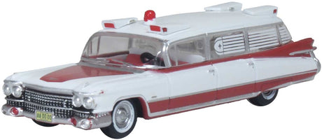 1959 Cadillac Miller-Meteor Ambulance - Assembled -- White, Red