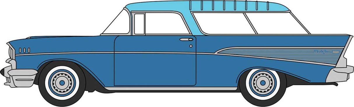 1957 Chevrolet Nomad 2 Door Station Wagon - Assembled -- Larkspur Blue, Harbor Blue
