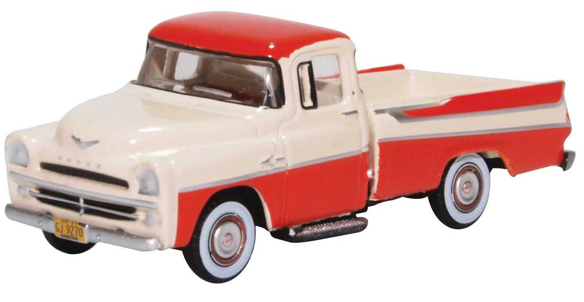 1957 Dodge D100 Sweptside Pick Up Truck - Assembled -- Tropical Coral, Ivory