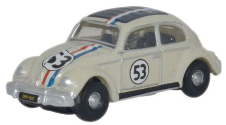 1960s Volkswagen Beetle - Assembled -- #53 (Pearl White, red, blue)