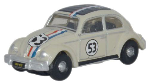 1960s Volkswagen Beetle - Assembled -- #53 (Pearl White, red, blue)
