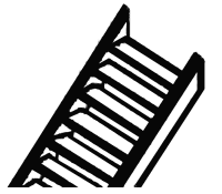 Styrene - Stairs pkg(2) -- 9/64" Height Between Treads, 25/64" Wide Between Stringers, 5" Long
