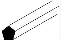 Styrene Pentagon Rod -- Each .060  1.52mm Diameter x 10"  25.4cm Long pkg(10)