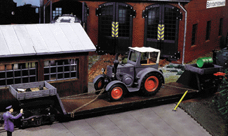 Depressed Center Flatcar w/Lanz Tractor Load & Accessories