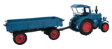 Lanz Bulldog with Low-Side Trailer - Kit -- Blue, Red-3