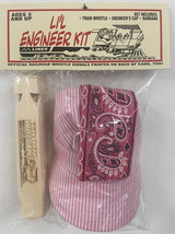 Li'l Engineer Kit - Train Whistle, Engineer Cap, Bandada -- Pink-2