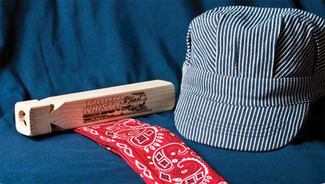 Li'l Engineer Kit - Train Whistle, Engineer Cap, Bandana -- Blue-1