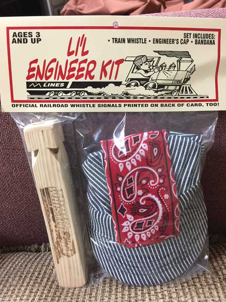 Li'l Engineer Kit - Train Whistle, Engineer Cap, Bandana -- Blue-2