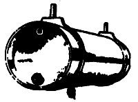 Concave Welded Air Tank w/2 Recessed Ends, 2 Pipe Connectors, Valve & Tubing -- 24" Diameter