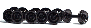 36" Wheel Sets -- Ball Bearings, w/Pointed Axle Ends, Anodized Black, Insulated