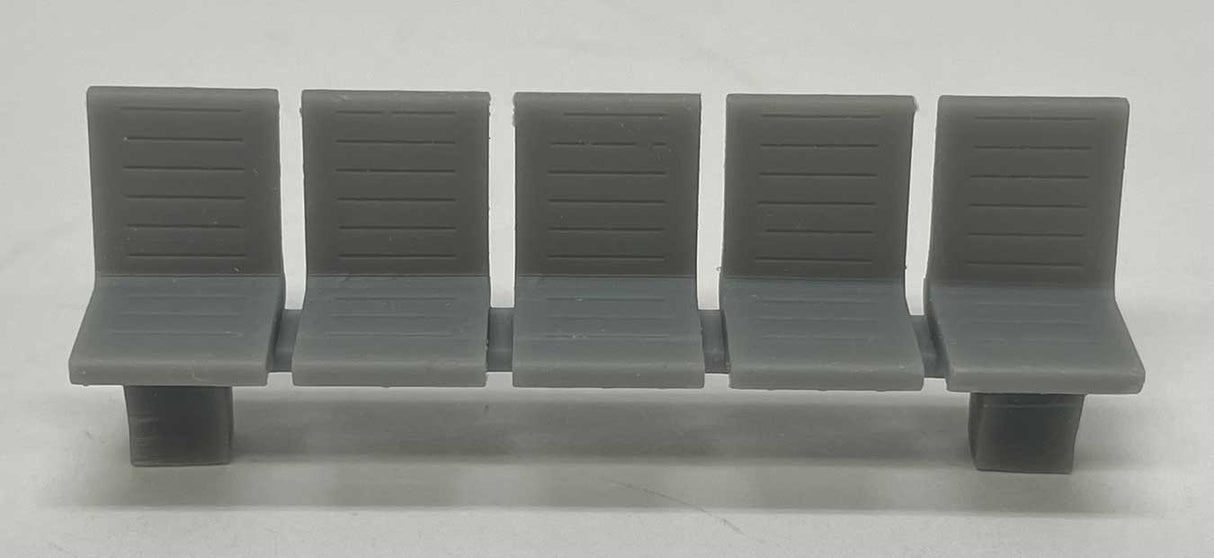 Platform/Waiting Room Seats - Slit Back and Seat -- Unpainted 3D Print pkg(3)