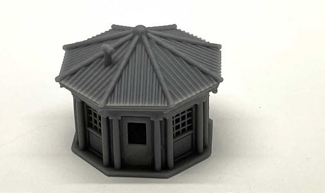 Octagon Building with Roof and Window Glass -- Kit - Unpainted Cast Resin-1