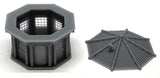 Octagon Building with Roof and Window Glass -- Kit - Unpainted Cast Resin-2