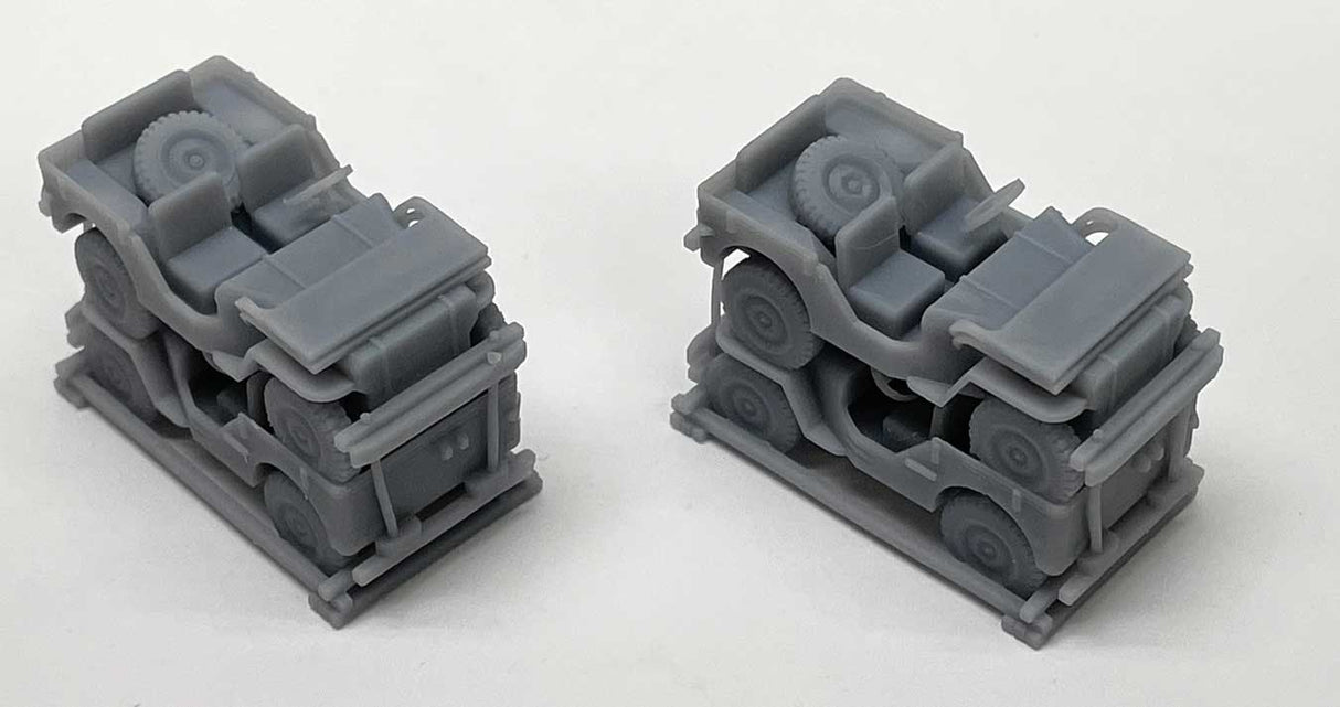 Jeeps Stacked for Transport -- Unpainted 3-D Print pkg(2)-1