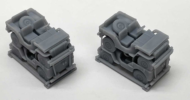 Jeeps Stacked for Transport -- Unpainted 3-D Print pkg(2)-1