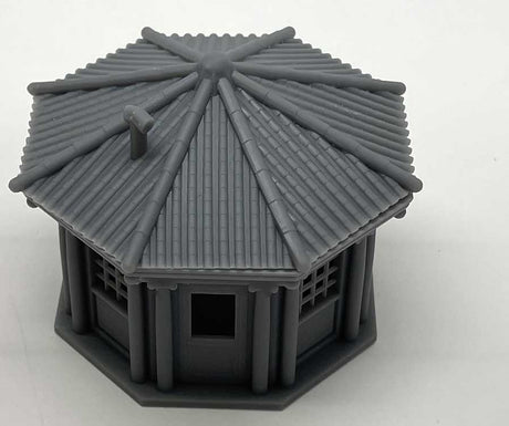 Octagon Building with Roof and Window Glass -- Kit - Unpainted Cast Resin-1