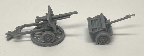 WWII Field Gun Monument with Ammo Cart -- Unpainted 3D Print