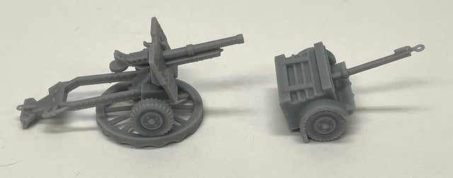 WWII Field Gun Monument with Ammo Cart -- Unpainted 3D Print
