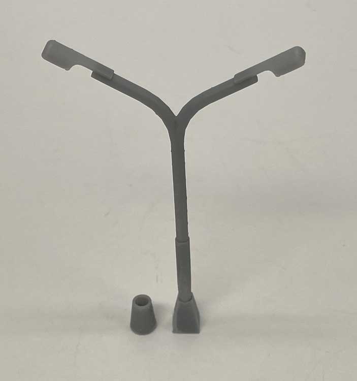 Dual Parking Lot Lights with Bases -- Unpainted 3D Print