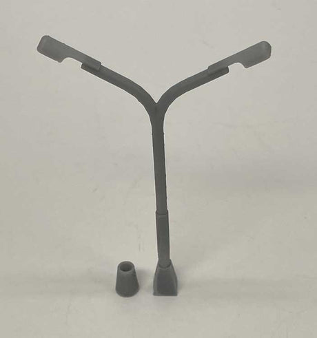 Dual Parking Lot Lights with Bases -- Unpainted 3D Print