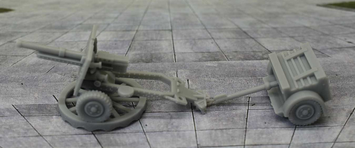 WWII Field Gun Monument with Ammo Cart -- Unpainted 3D Print