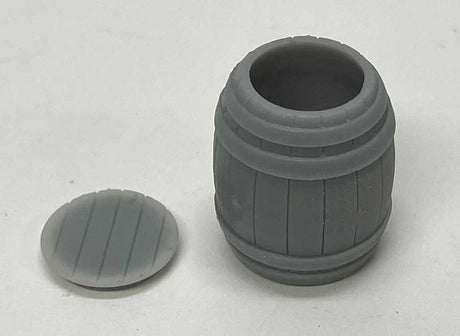 Wooden Barrel w/Bottom -- Unpainted 3D Print pkg(2)