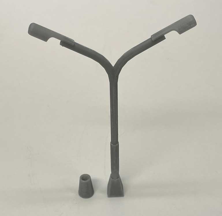 Dual Parking Lot Lights with Bases -- Unpainted 3D Print-1