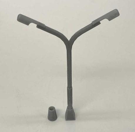 Dual Parking Lot Lights with Bases -- Unpainted 3D Print-1
