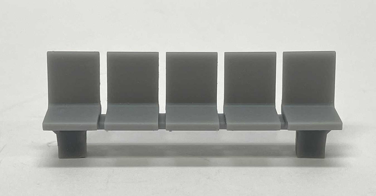 Platform/Waiting Room Seats - Flat Back and Seat -- Unpainted 3D Print