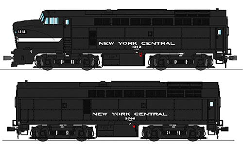 Diesel Baldwin Sharknose BF-16 Powered A-B Set w/Paragon II Sound -- New York Central #1212/3706 (Cigar Band)