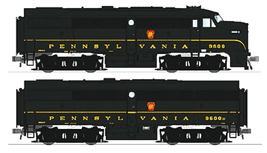 Diesel Alco FA-1 - FB-1 Powered Set w/LokSound -- Pennsylvania #9600/9600B (5-Stripe, green, w/Train Phone Antenna)