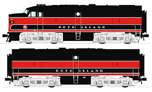 Diesel Alco FA-1 - FB-1 Powered Set w/LokSound -- Rock Island #145/145B (Rocket Freight)
