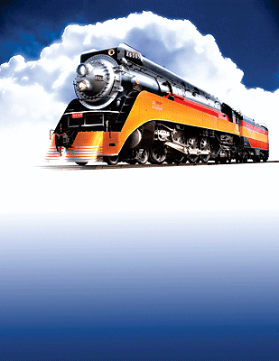 Steam SP GS-4 4-8-4 Powered w/QSI Sound; DC/DCC -- Southern Pacific "Daylight Northern" #4449, Train 2 (orange, red)