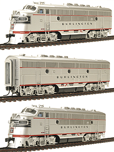 Diesel EMD F3 Phase 2a A-B-A Powered Set (DCC & Sound Upgradeable) -- Chicago, Burlington & Quincy #9960A/9960B/9960C (California Zephyr)